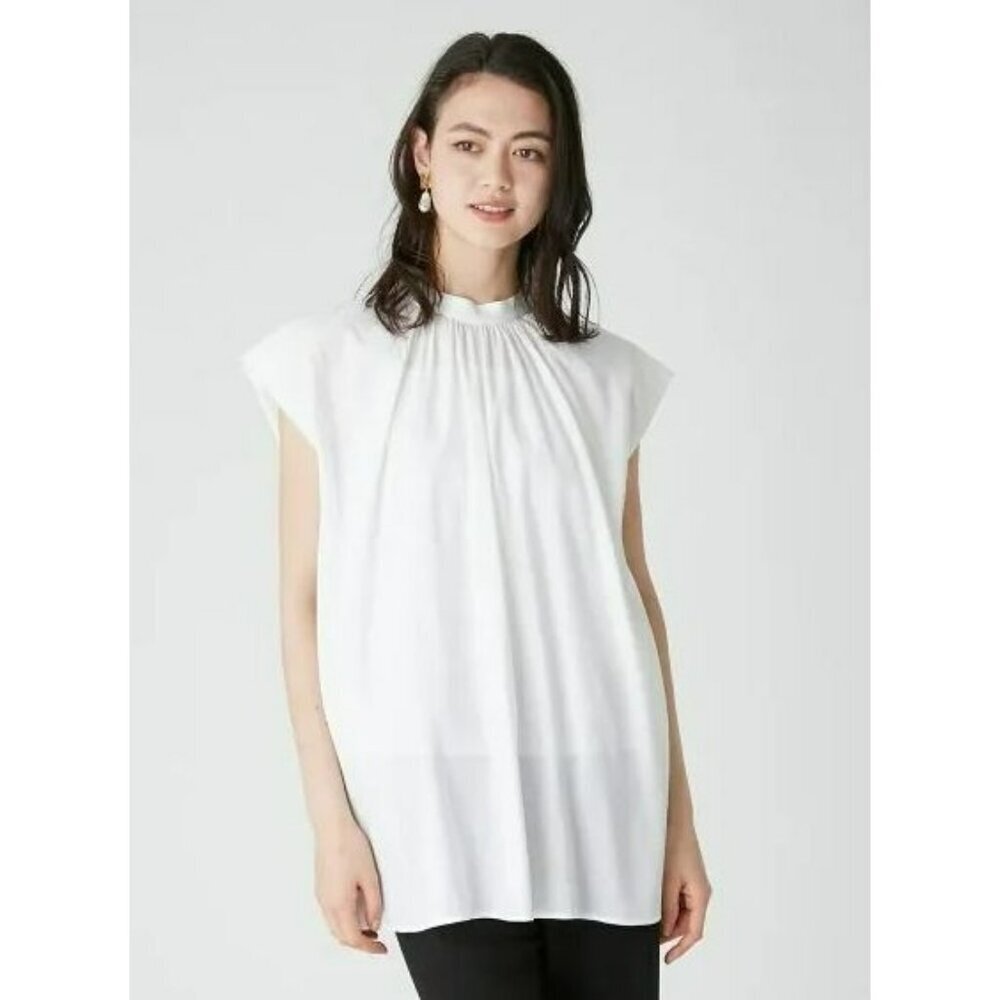 Mila Owen White Sleeveless Blouse Linen Blend Oversize Tunic Women Japan Size OS